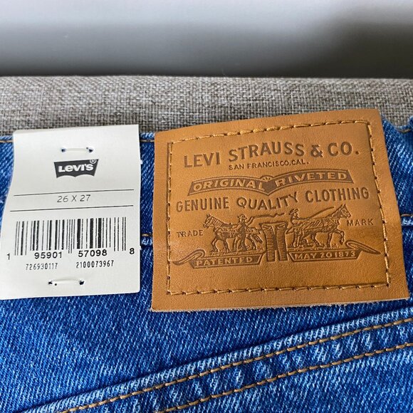 Levi's Premium Ribcage Straight Ankle Jeans Women's 26 Blue Distressed Big E NWT - Picture 8 of 16